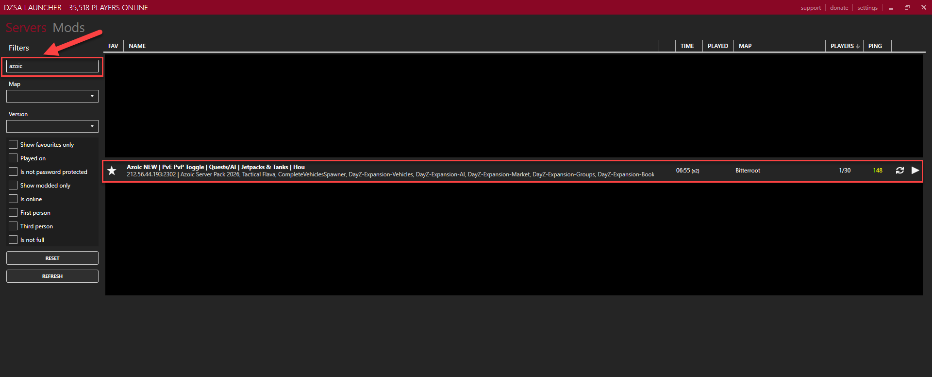 DZSA Launcher Azoic Search